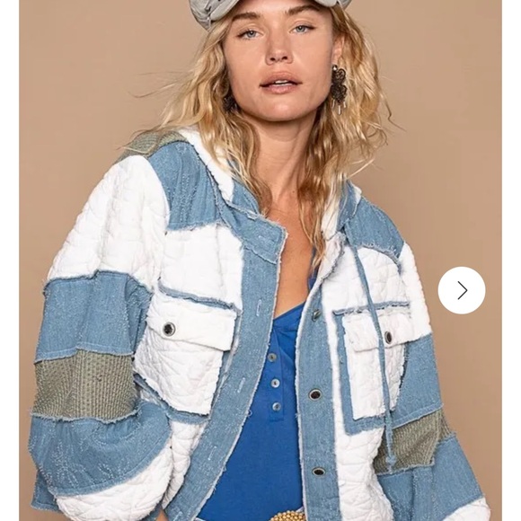 POL Jackets & Blazers - POL Never Leaving Quilted Jacket - Light Blue & White